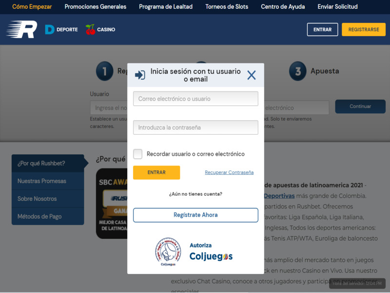 ¿Cómo ingresar a Rushbet?