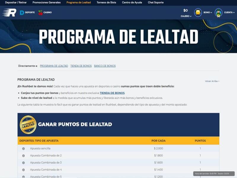 Programa de lealtad en Rushbet Programa de lealtad en Rushbet