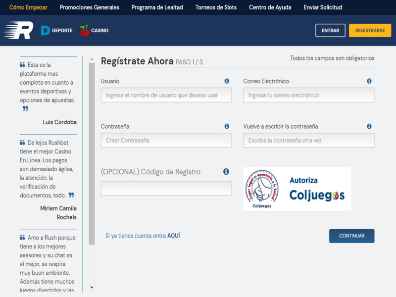 ¡Registrarte en Rushbet no tarda más de cinco minutos! ¡Registrarte en Rushbet no tarda más de cinco minutos!