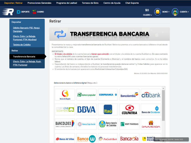 Retira tus ganancias en efectivo con Rushbet Retira tus ganancias en efectivo con Rushbet